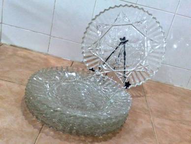 Pinggan vintage pressed glass platter plate 6