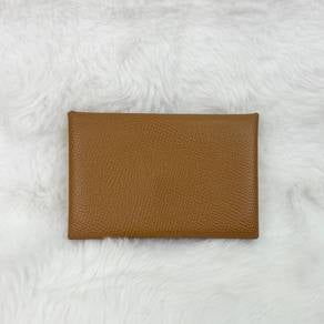 Authentic Hermes Wallet Brown Calvi Epsom