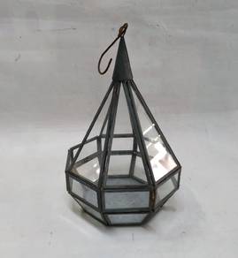 Glass/Metal HANGING LANTERN/PLANTER Cage