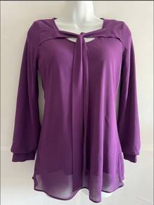 Baju blouse lengan panjang Tops Wrap Flare Blouse