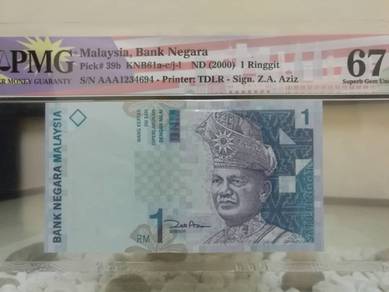 Malaysia Banknote AAA 1234694 PMG 67EPQ 