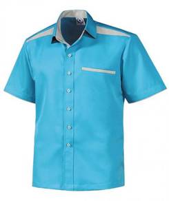 Baju Korporat Lengan Pendek FM6170 SEA BLUE GREY