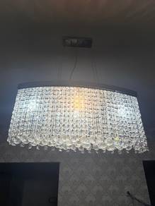 Lampu Chandelier Crystal Oval 80cm Mewah