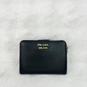 Prada Saffiano Black Leather Bifold Wallet