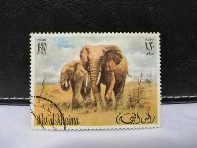 1972 Ras Al Khaima Stamp Elephant Animal