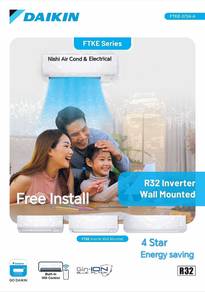 Daikin 1.5hp Inverter 4Star Aircond +pasang