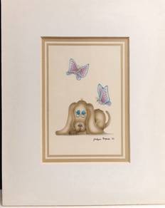 Vintage Dog & Butterflies I – Jocelyne Forgues '82