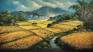 Oil Painting – Golden Harvest Balinese Rice Fields