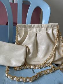 Charles & Keith Quilted Chain Shoulder Tote Bag