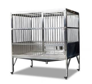 Stainless steel dog cage with funnel