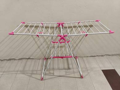 Collapsible Drying Rack with Pink Accents