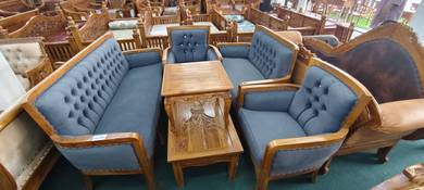 Original Kayu Jati Sofa Set 3+2+1+1 + 2 Meja