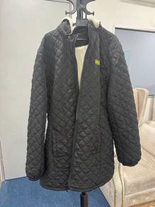black quitted hooded jacket with sherpa lining