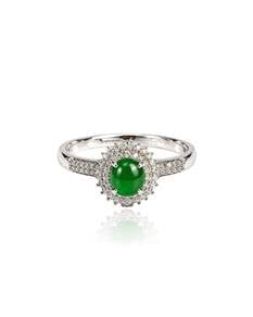 750 WHITE GOLD DIAMOND & JADE Ring (EC001126WGR)