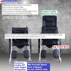 FULLY Reclining Wheelchair with Toilet Bowl