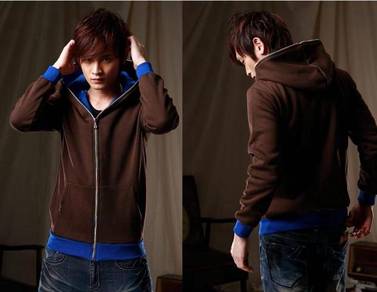 Brown Blue Hoodie Colorful Zipper Sweater Jacket