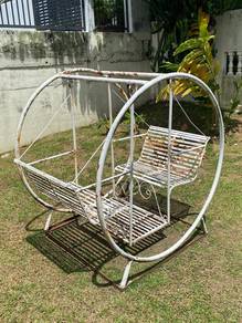 White Metal Double Garden Swing Seat