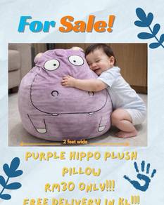 2FT Giant Purple Hippo Plush Pillow | Soft Stuffed