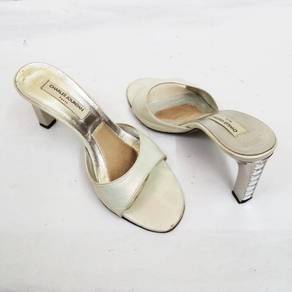 Charles Jourdan's Metallic White Sandal Heels