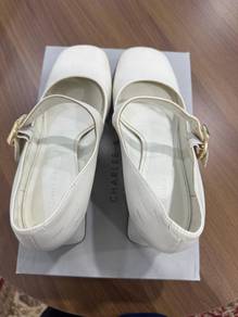 Charles & Keith white mary jane heels with buckle