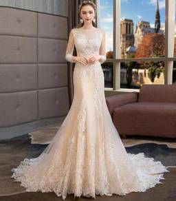 Cream long sleeve mermaid Wedding gown RB0985