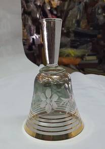 Vintage Crystal Glass Bell ETCHED FLORAL FLOWERS Y