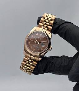 Custom Seiko Mod 31mm Chocolate Roman Rose Gold Da