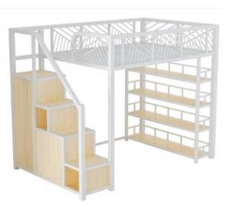 Loft bed double decker left side steel bed frame