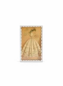 Vintage Greeting Handkerchief girl in dress Card C