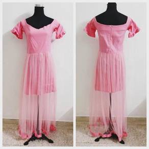 Pink off shoulder dress prom bridesmaid plus size