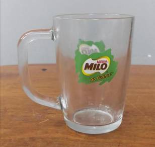 Vintage Milo go further clear glass mug