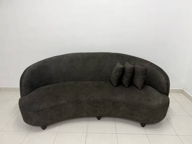 Sofa Curve Plain 3+3 Seater Black