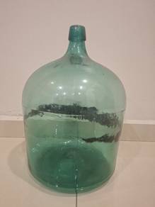 Large Vintage Green Glass Bottle | Decorative Disp