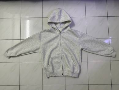 White Grey Zip Up Hoodie Oversized Minimal Style