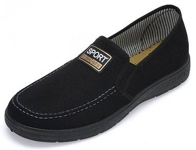 S0261 Black Slip On Canvas Loafer Casual Shoes