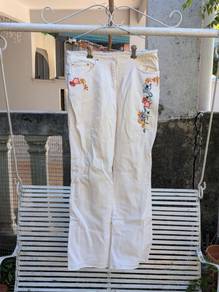 Flora Embroidered mucci white jeans long Pants