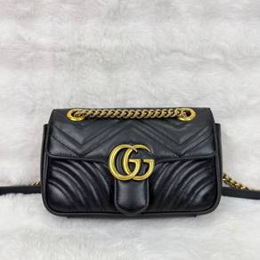 Gucci Black Marmont Mini GG Logo Shoulder Bag