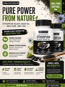 100% Pure Softgel Ethiopian Black Seed Oil (Ori)