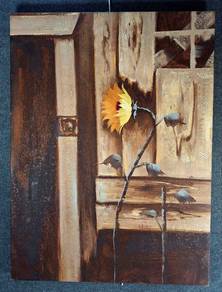 Oil Textured Painting - Sunflower in Silence