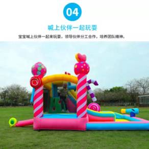 Kids Unicorn Bouncy House Slide Mainan Budak