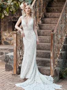 White boho wedding bridal dress gown RB2137