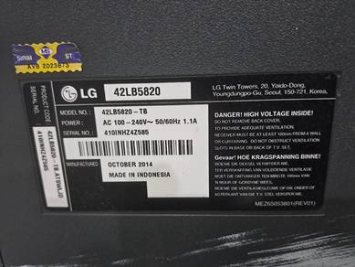 tv terpakai jenama LG untuk di jual