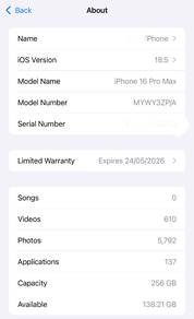 IPhone16 Pro Max 256GB