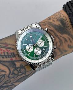 Custom Seiko Mod 47mm Green Navitimer Chronograph