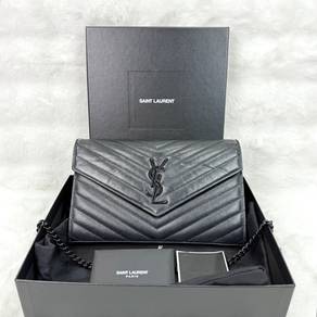 Authentic YSL Black Cassandra WOC Bag with Black