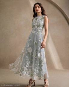 SHEIN Floral Embroidered Maxi Dress – Worn Once, L