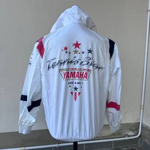 vintage yamaha sport white windbreaker jacket