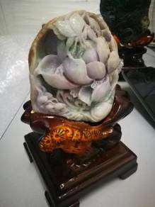 Multi Color Lotus Burma Jadeite Jade Ornament