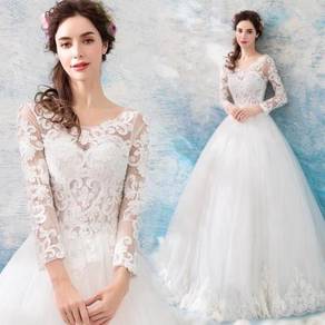 White long sleeve wedding bridal gown dress RB0690