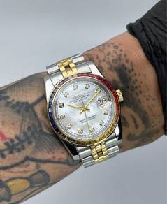 Custom Seiko Mod 36mm 2-Tone Gold Rainbow Diamond